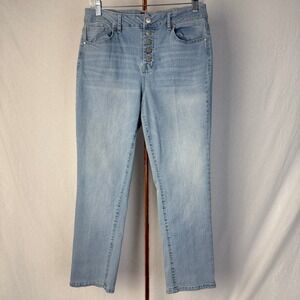 d. jeans Womens Light Wash Button Fly Straight Leg Jeans Size 8